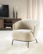 Fauteuil David – polyester & metaal taupe safari