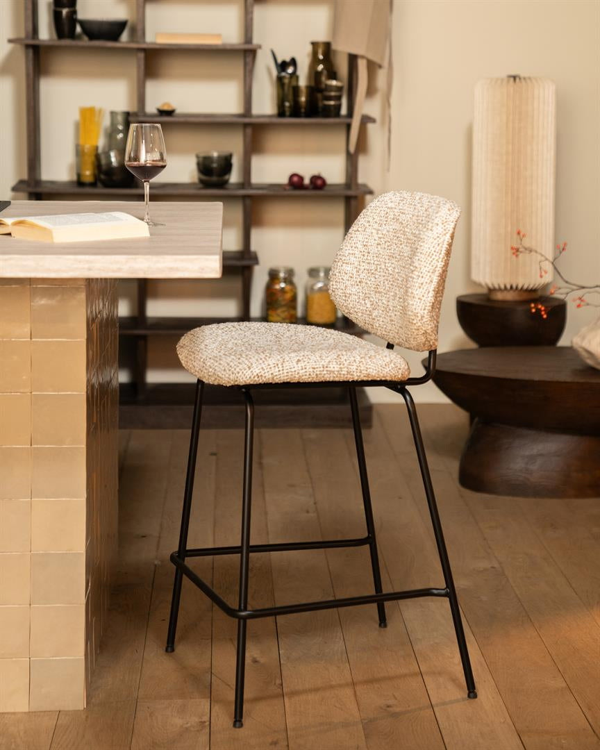 Barstoel Jon – stof & metaal beige maywood