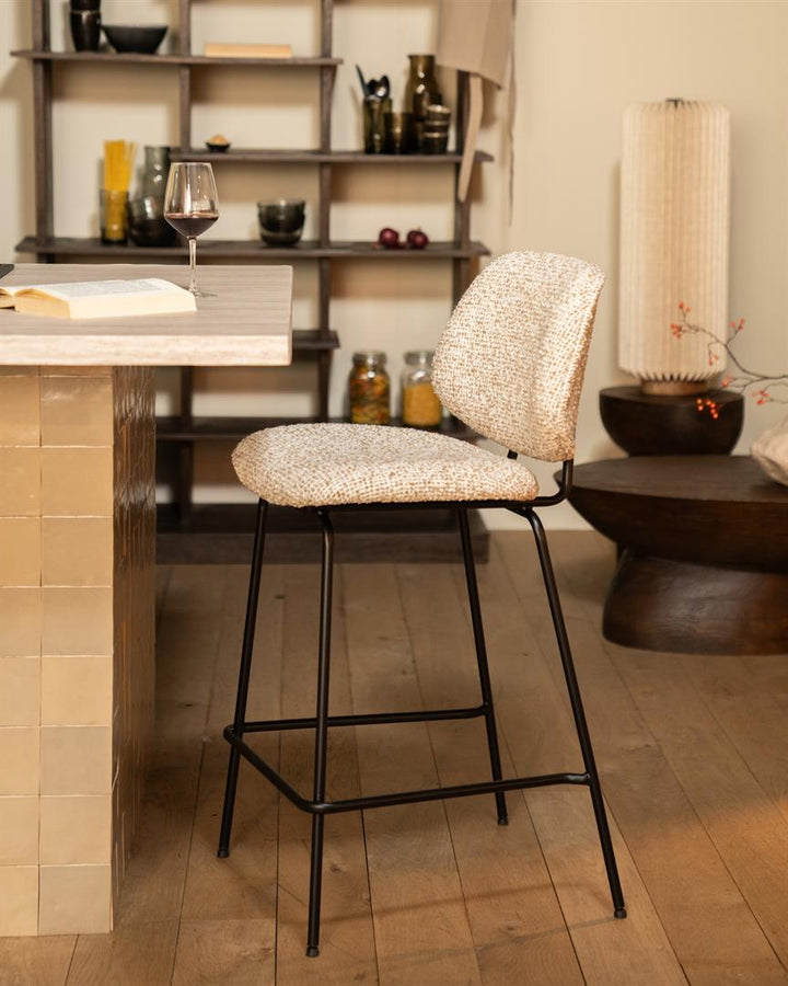 Barstoel Jon – stof & metaal beige maywood