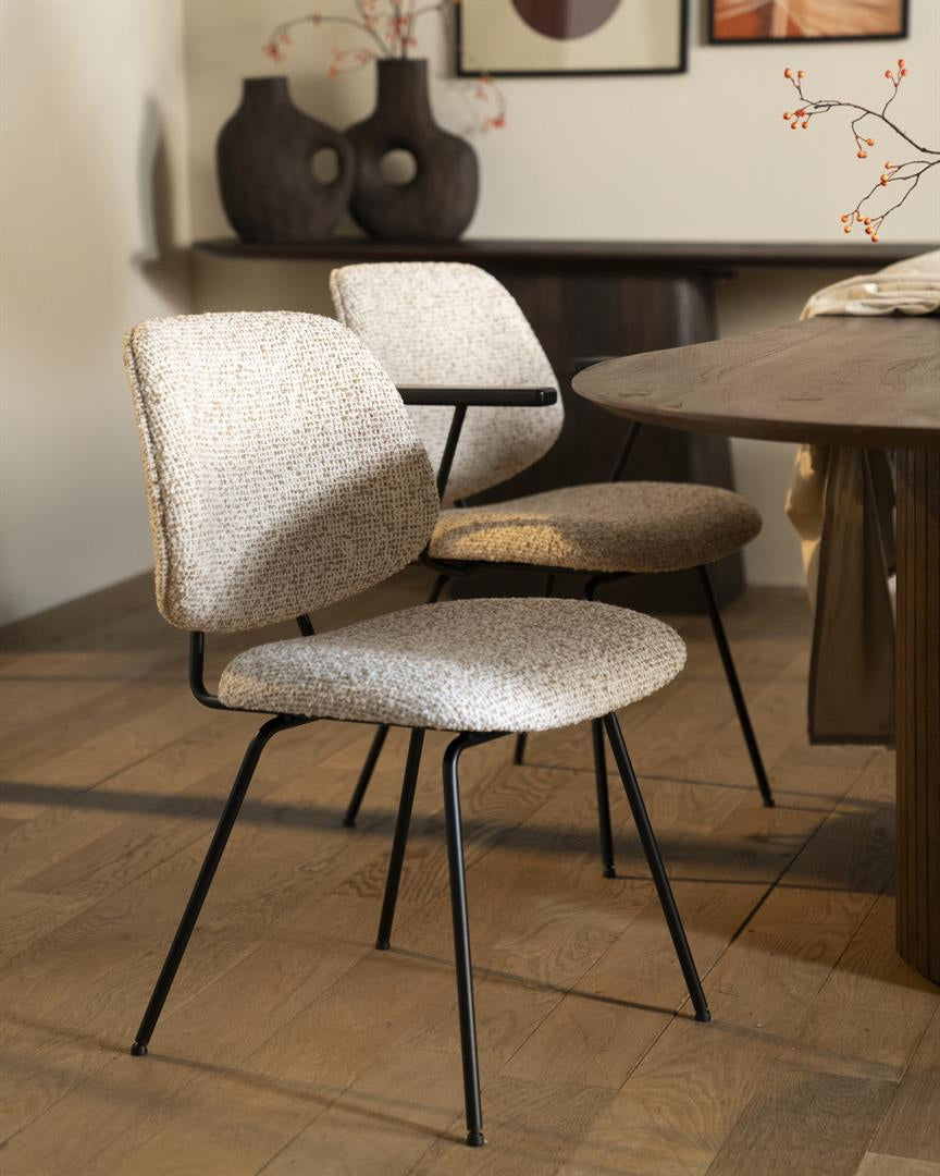 Stoel Jon – stof & metaal beige maywood