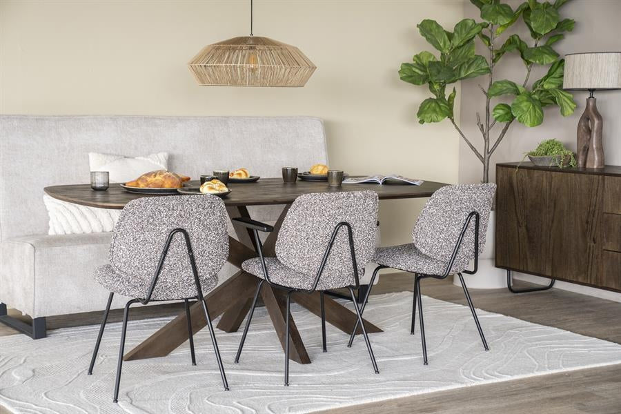 Stoel Jon met armleuning – stof & metaal taupe maywood