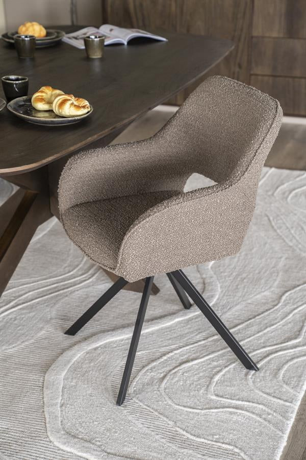 Stoel Fabio – stof & metaal bruin spark