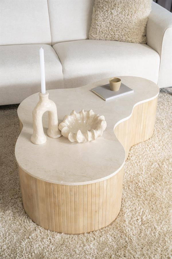 Salontafel Kira – mangohout & marmer wit large