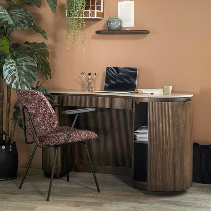 Bureau Mari – mangohout & travertin bruin