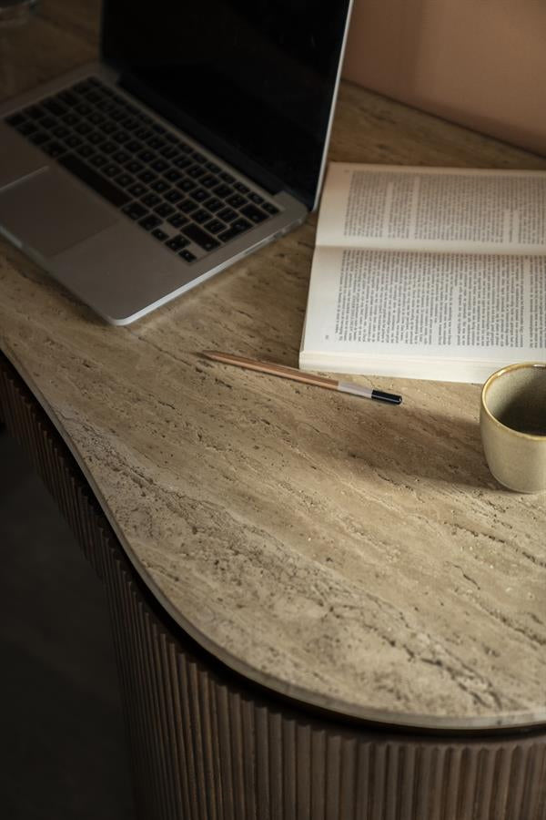 Bureau Mari – mangohout & travertin bruin