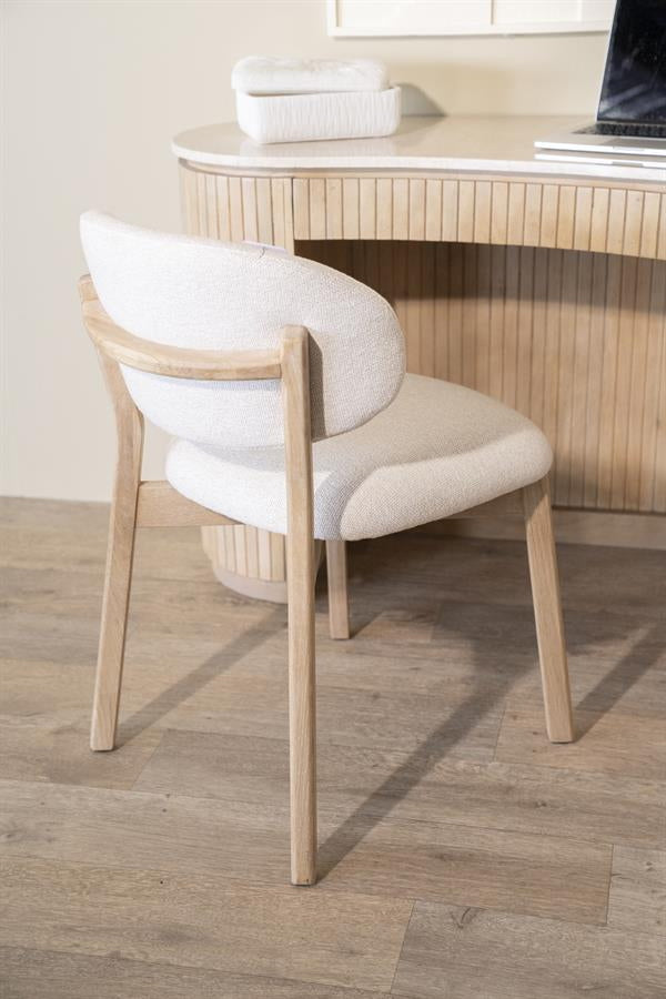 Stoel Mikky – stof & eikenhout naturel beige moon