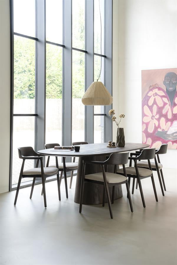 Stoel Yorick – essenhout & stof bruin