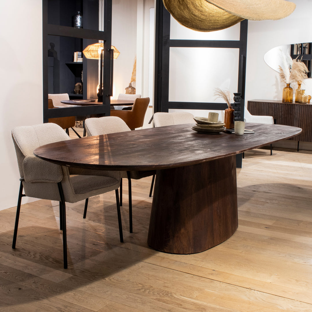 Ovaal Eettafel Aron – mangohout bruin 250x110cm
