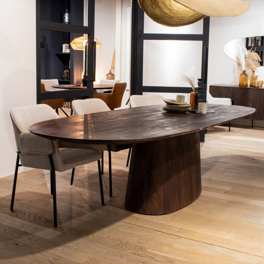 Ovaal Eettafel Aron – mangohout bruin 250x110cm