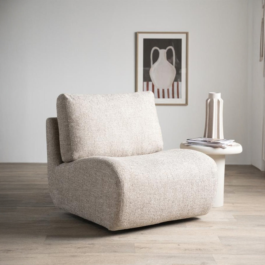Fauteuil Lucia – stof & hout beige donna