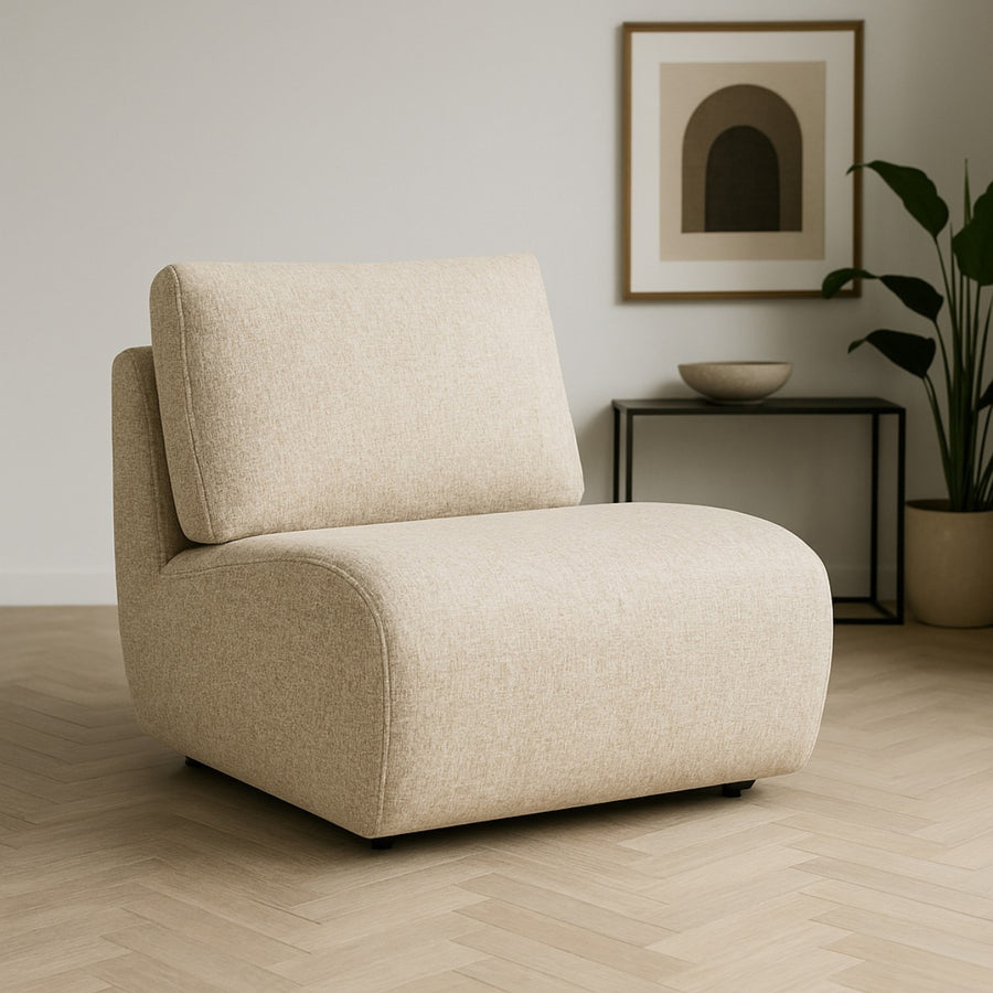 Fauteuil Lucia – stof & hout taupe donna