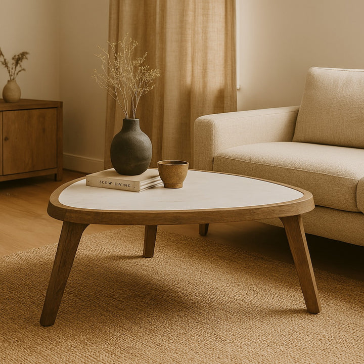 Salontafel Fred – mangohout & marmer bruin large