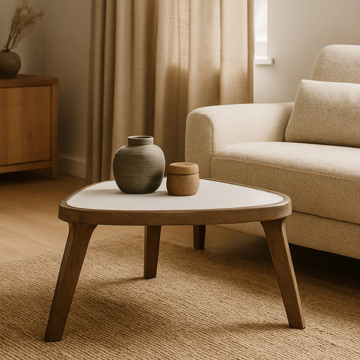 Salontafel Fred – mangohout & marmer bruin small