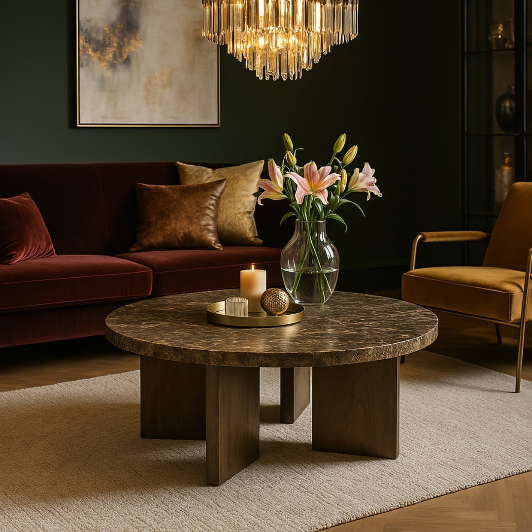 Salontafel Lando – mango & marmer bruin large