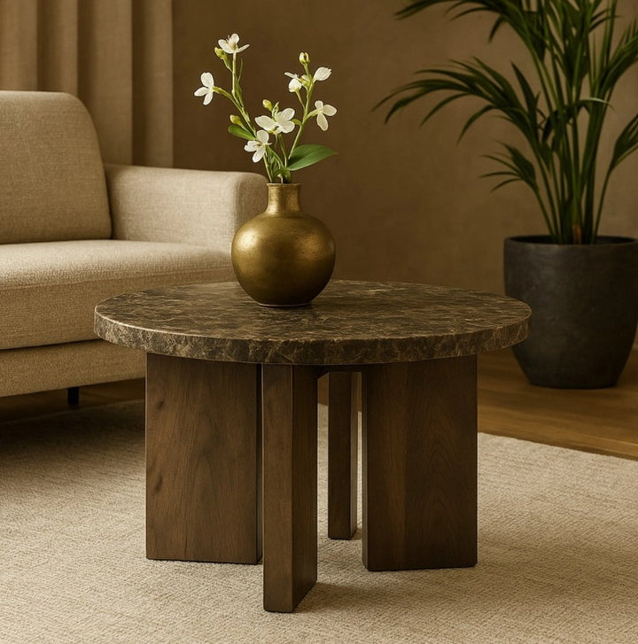 Salontafel Lando – mango & marmer bruin small