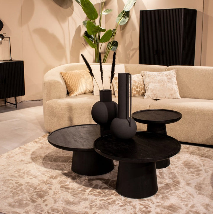 Salontafel Ron – mangohout zwart 66x39cm