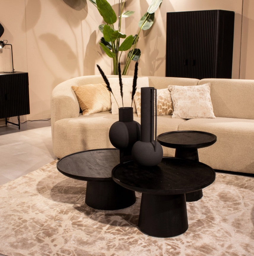 Salontafel Ron – mangohout zwart 66x39cm