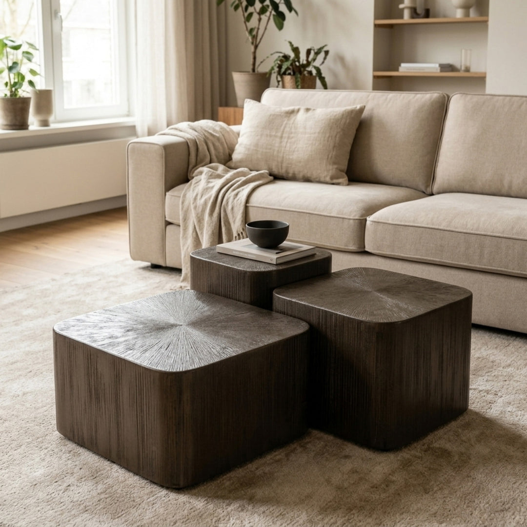 Eleonora Silva Salontafel Set van 3 Donkerbruin
