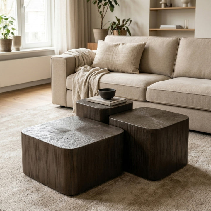 Eleonora Silva Salontafel Set van 3 Donkerbruin