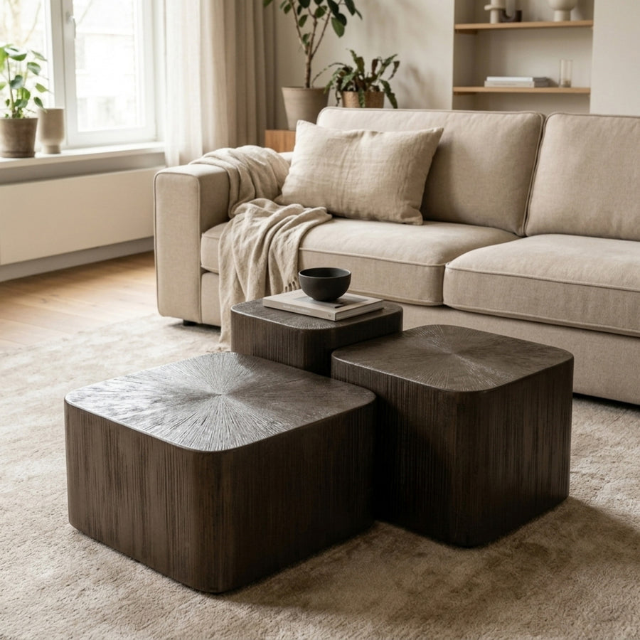 Eleonora Silva Salontafel Set van 3 Donkerbruin