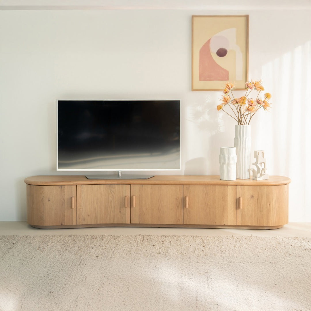 TV meubel Josh – eikenhout & eikenfineer naturel 240cm