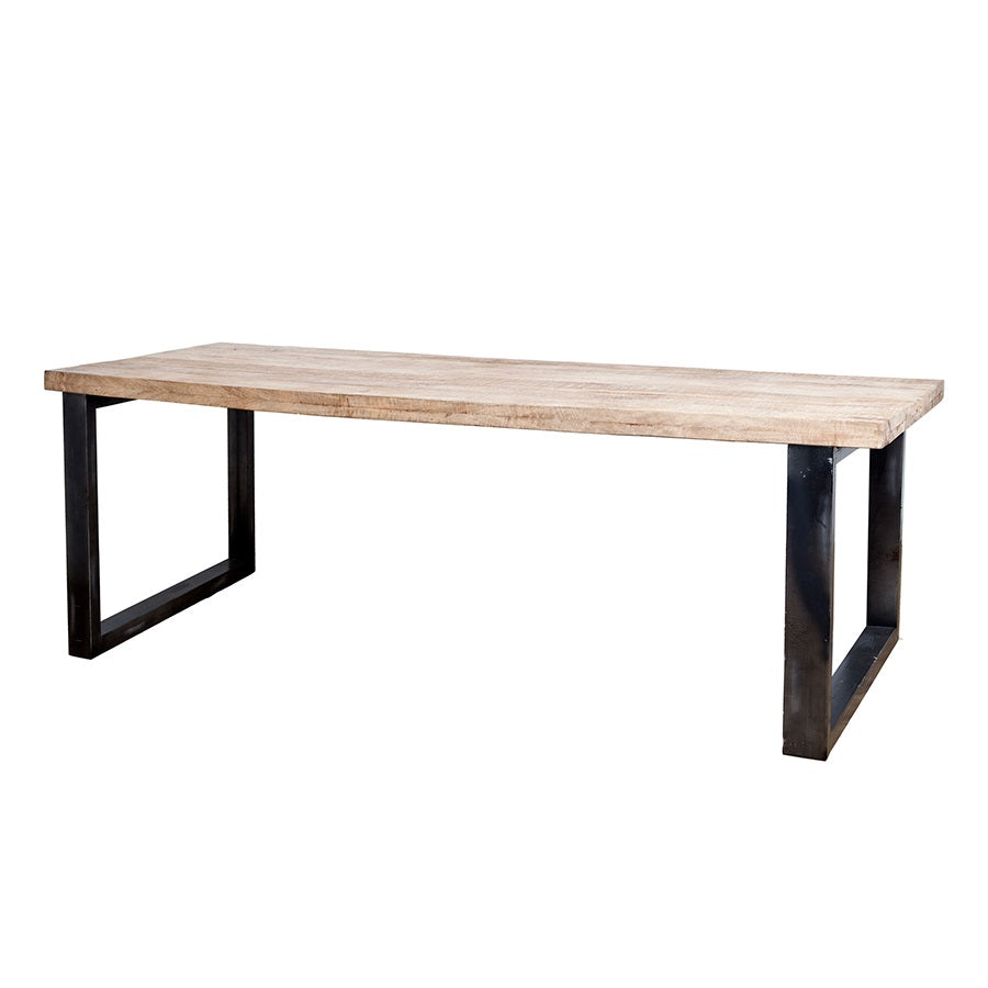 Eettafel Mango 240x100 cm – mangohout & metaal zwart