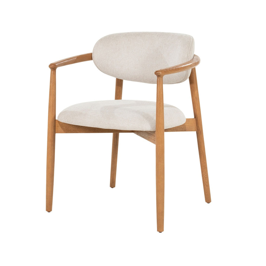 Stoel Roy – essenhout & stof beige Dune