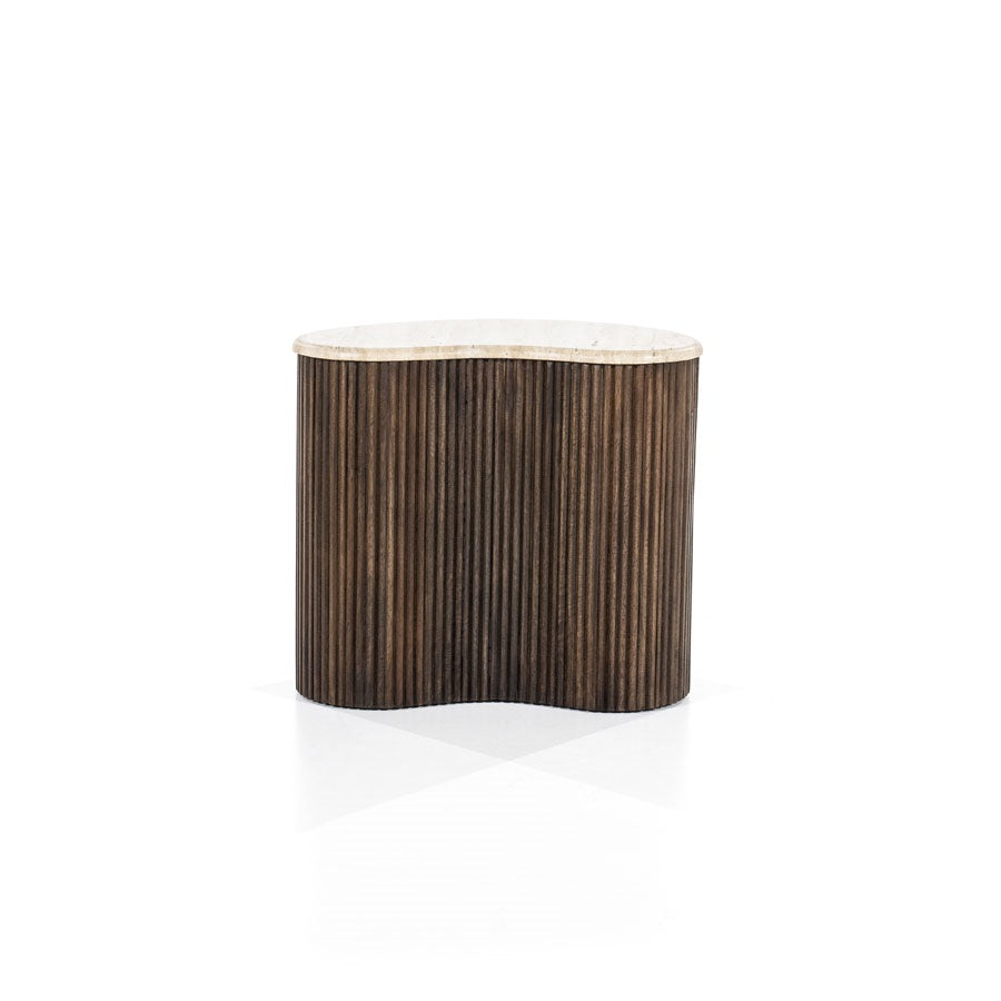 Bijzettafel Mari – mangohout & travertin
