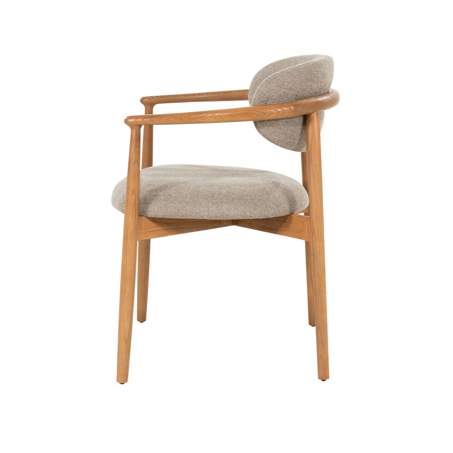 Stoel Roy – essenhout & stof taupe Dune