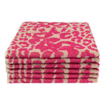 Keukenhanddoeken met luipaardpatroon roze en zand set van 6