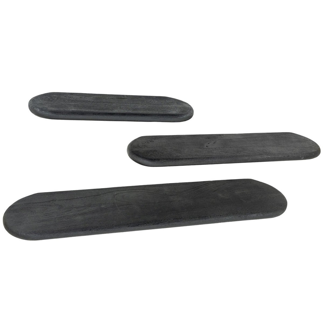 Set van 3 Wandplanken – Walnoot, Zwart &amp; Blank
