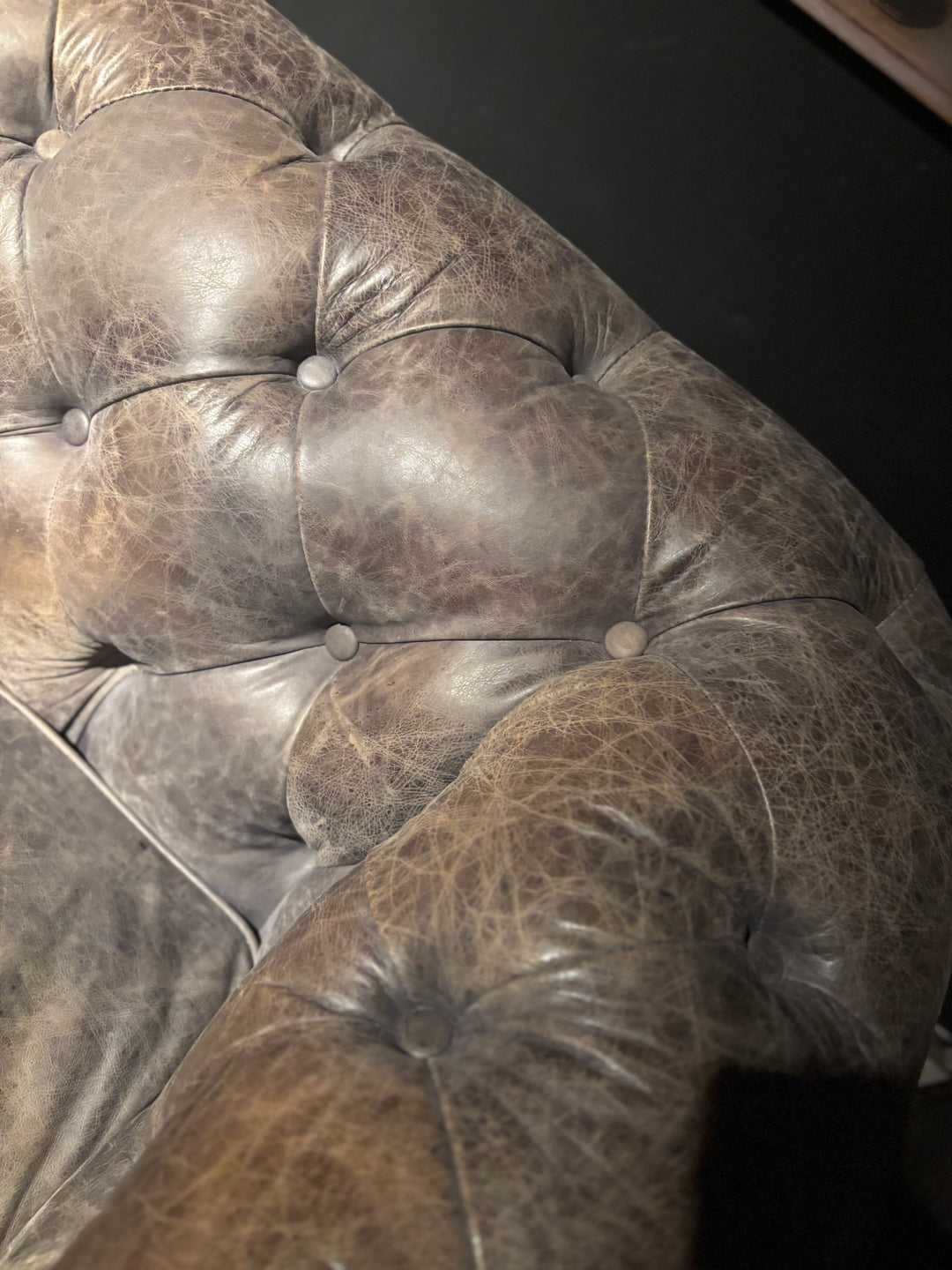 Chesterfield Clubfauteuil Taupe-grijs-bruin Leer Zgan