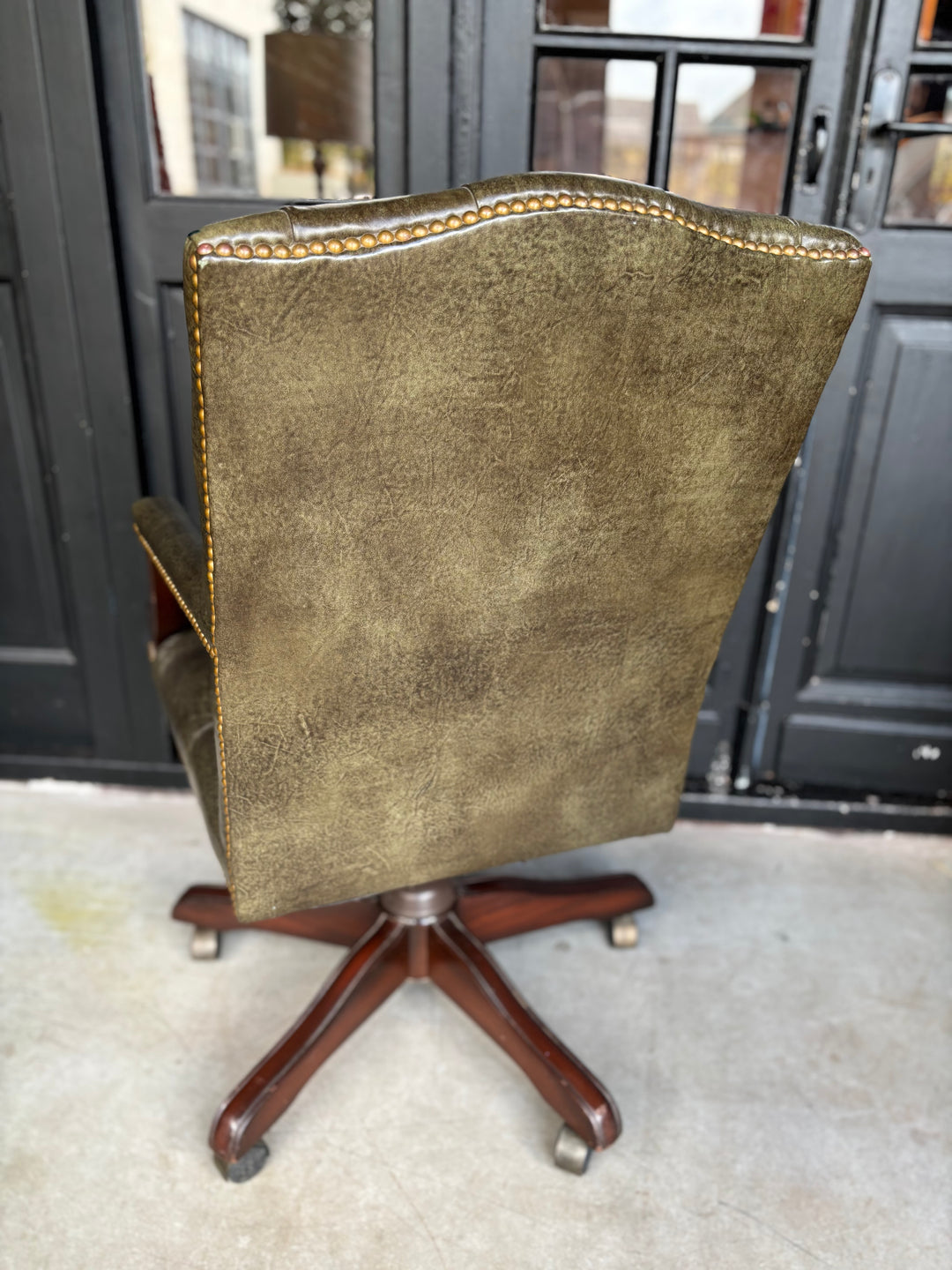 Chesterfield Bureaustoel Antiekgroen Leer