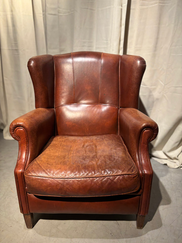 Oorfauteuil Runderleer