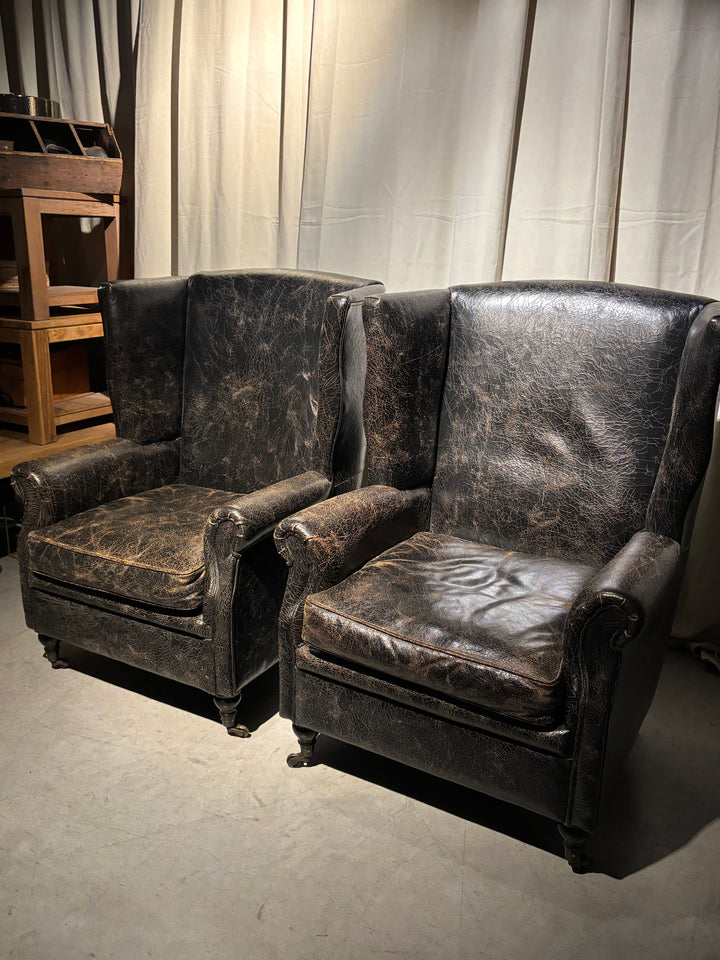 Oorfauteuil Zwart Leer Merk Rofra