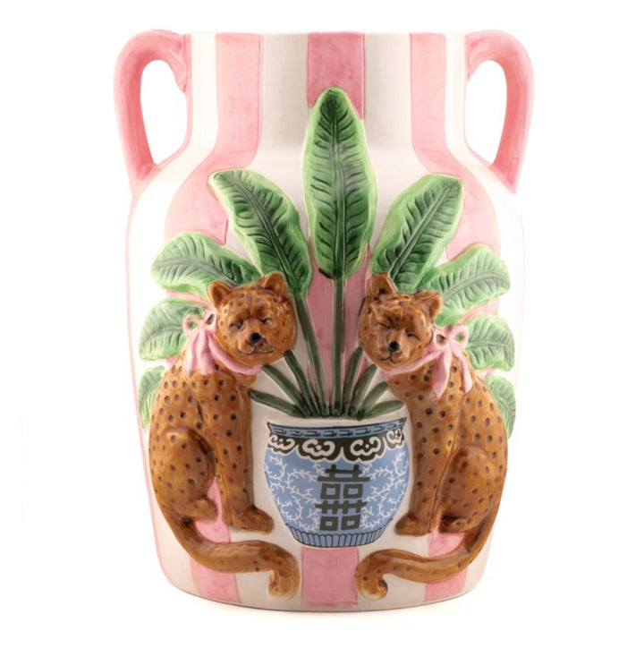 Aardewerk vaas pink jungle