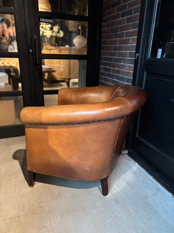 Runderleren Clubfauteuil