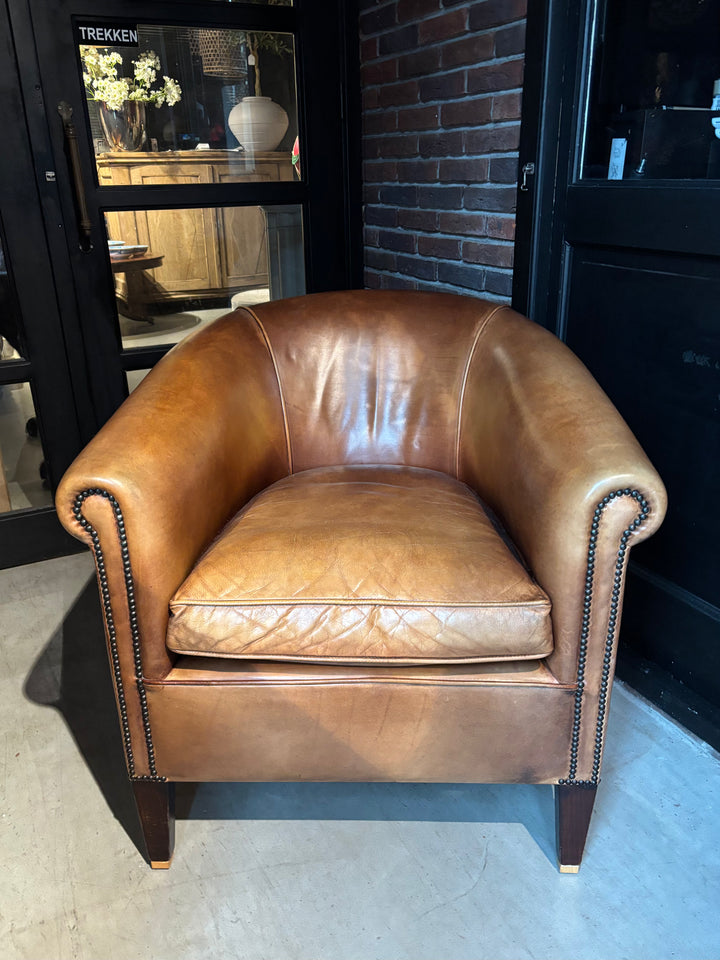 Runderleren Clubfauteuil