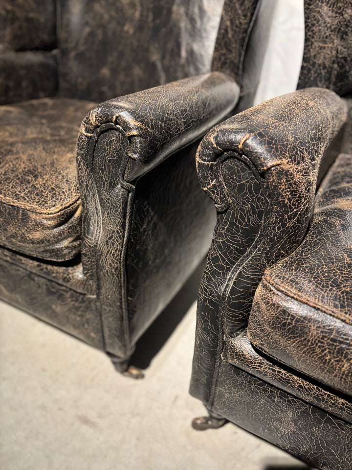 Oorfauteuil Zwart Leer Merk Rofra