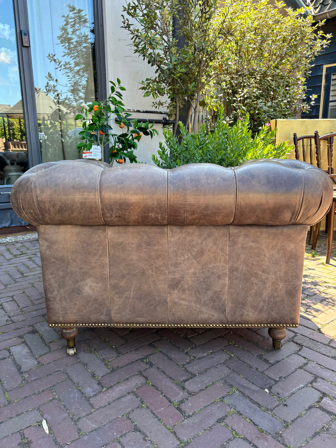 Chesterfield Clubfauteuil Bruin/Taupe leer