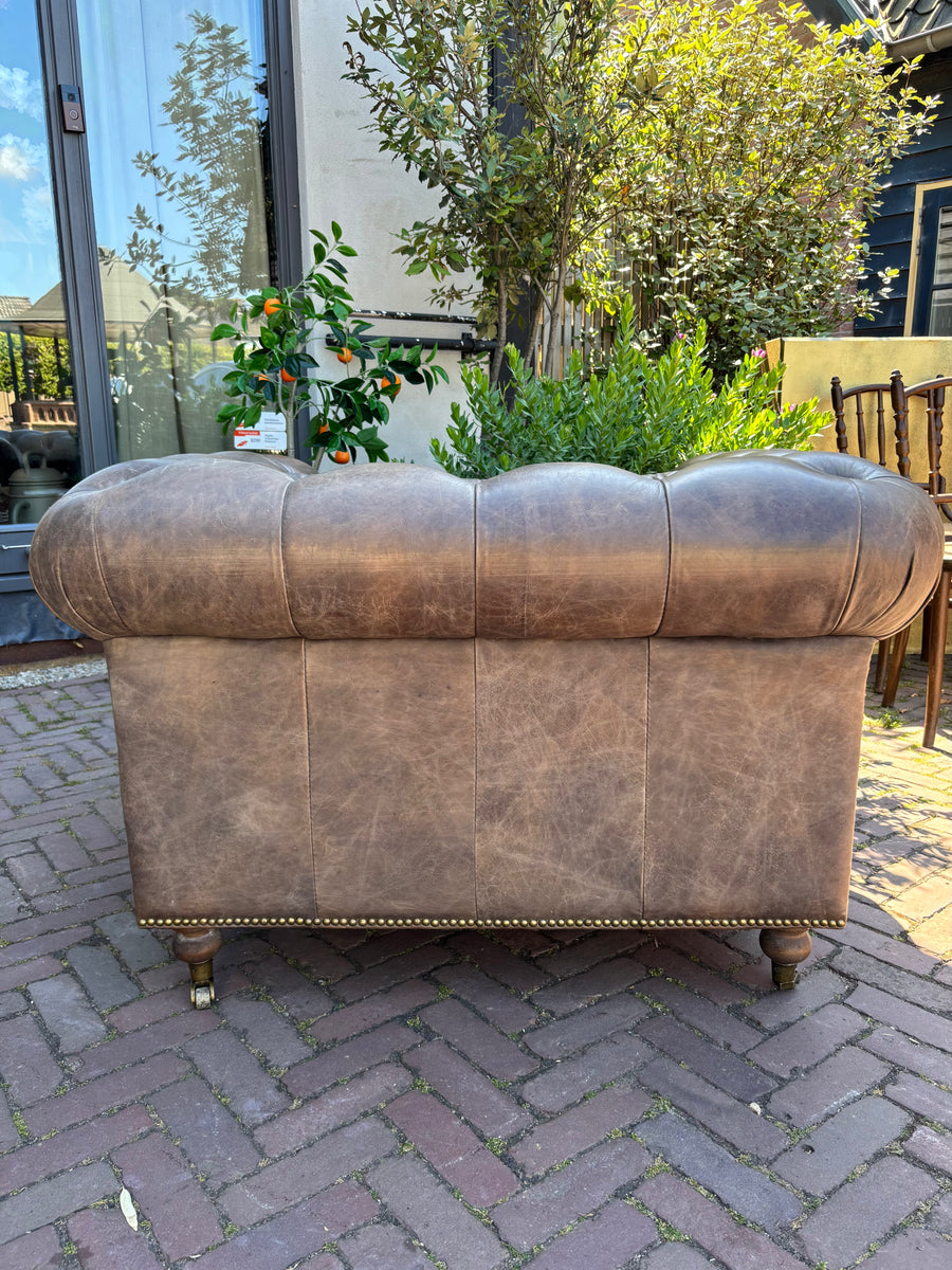 Chesterfield Clubfauteuil Bruin/Taupe leer