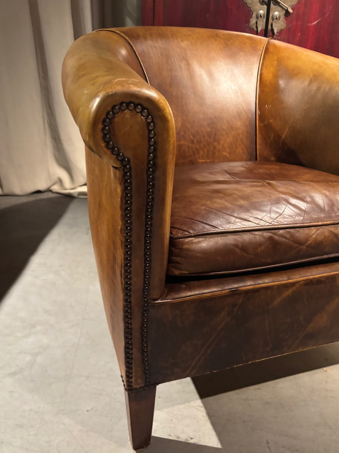Club fauteuil Cognac bruin leer