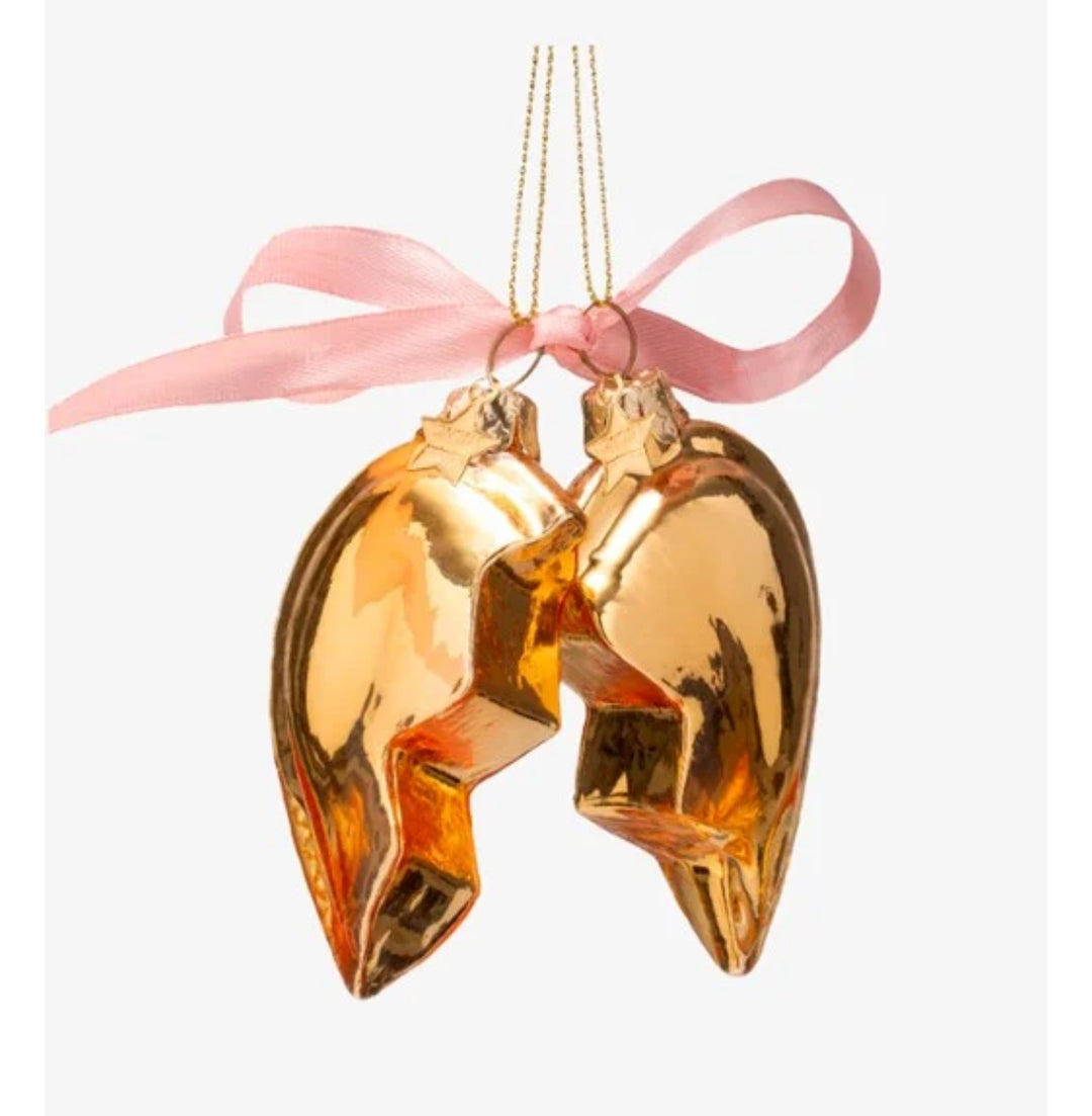 Vondels Love You Hart kersthanger 8,5 cm set van 2