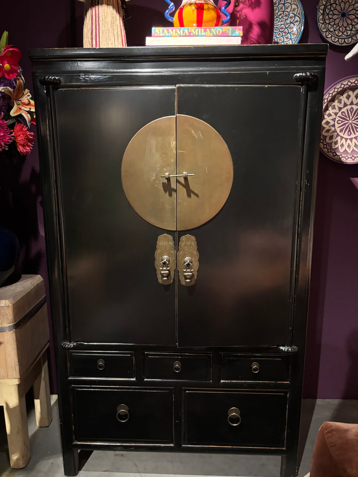 Chinese Bruidskast - Zwart met Messing Details
