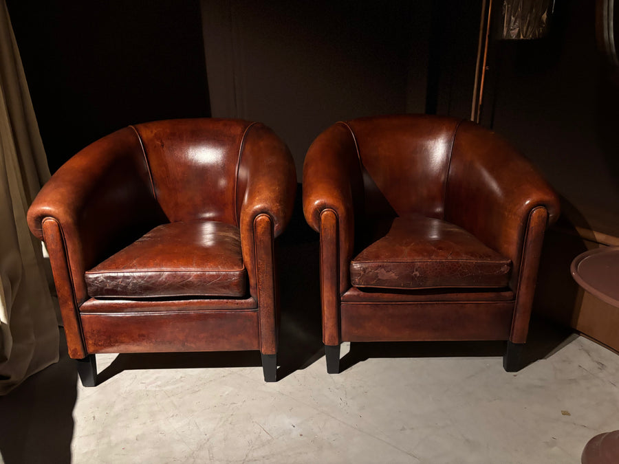 Set Vintage Schapenleren Fauteuils Lounge Atelier