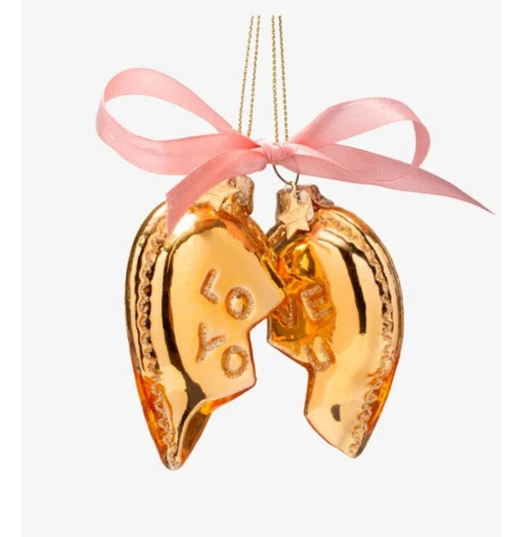 Vondels Love You Hart kersthanger 8,5 cm set van 2