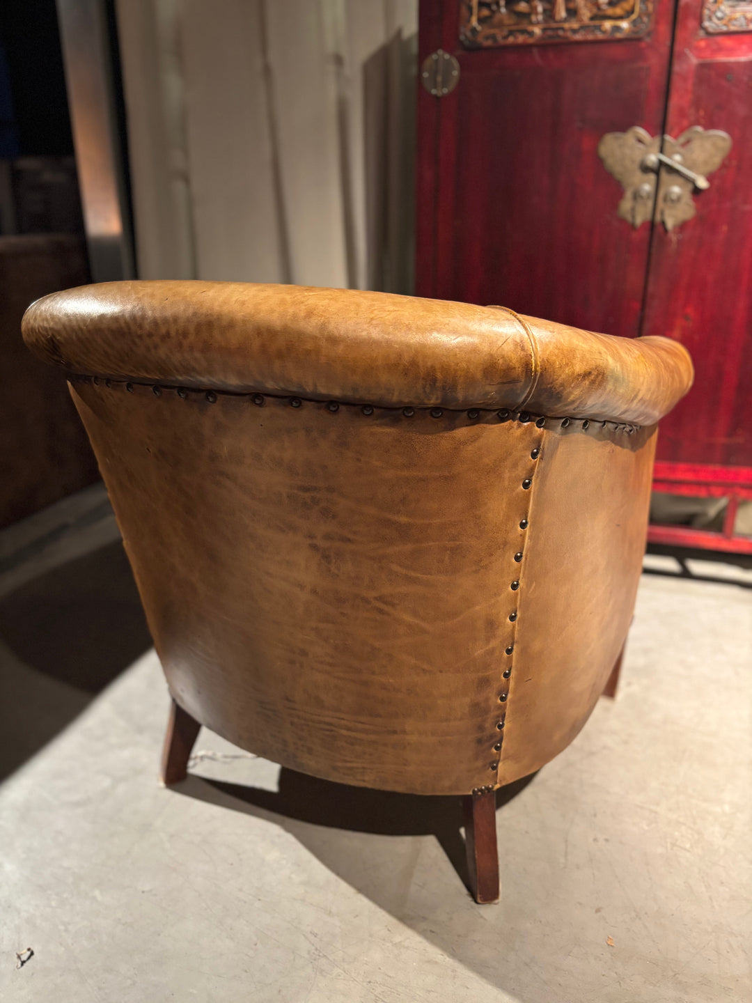 Club fauteuil Cognac bruin leer