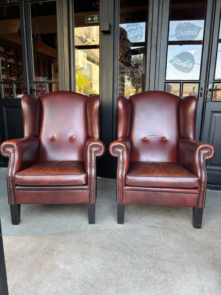 Lounge Atelier Fauteuils met Hocker Old Saddle Leer