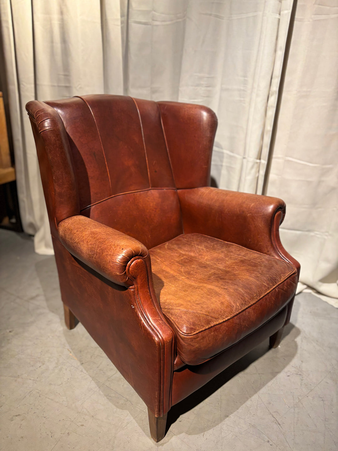 Oorfauteuil Runderleer