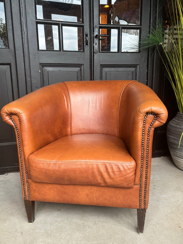 Cognac Leren Clubfauteuil